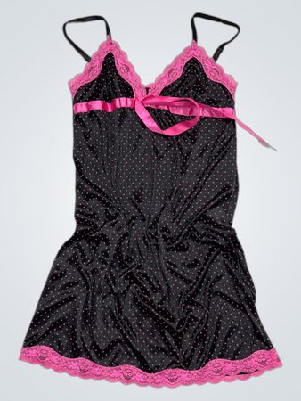 Pinky Pinky Possessions schwarzes Slipkleid mit Polka Dots