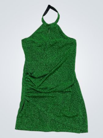 River Island Grün Glitzer Neckholder-Mini-Kleid