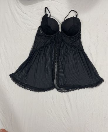 Secret Possessions Schwarzes Spitzen-Babydoll-Dessous