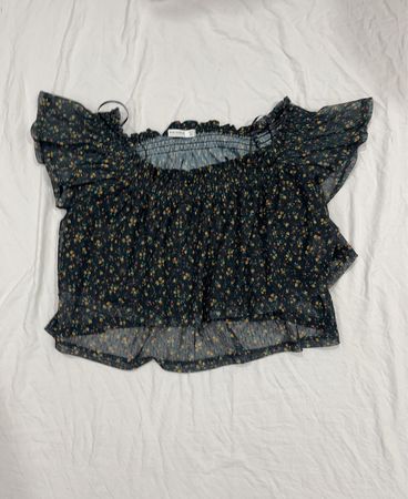 Floraler Print, schulterfreies, gerafftes Oberteil
