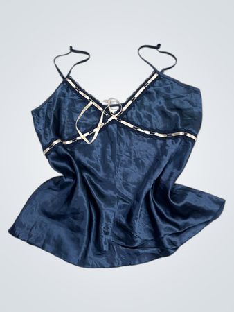 Creonte Damen Satin-Cami-Top Blau Größe M