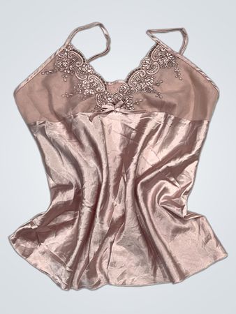 Rosa Satin-Cami mit Spitzenbesatz