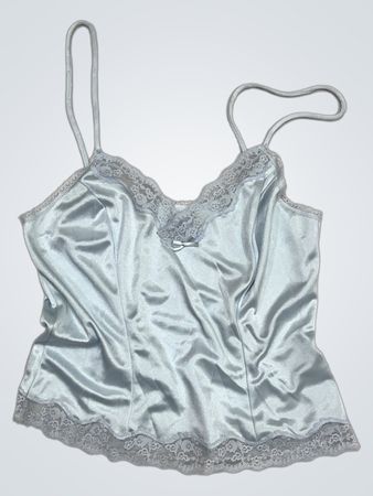 Contessa Fleur Light Blue Satin-Spitzen-Trim-Cami-Top