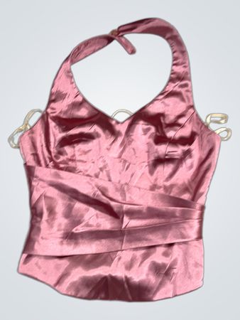 Rosa Satin-Halstercorsett-Top