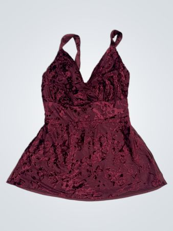 MiiMiiT Damen Burgunder Burnout-Samt Camisole-Oberteil