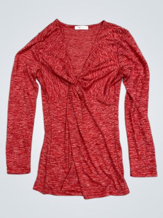DRESSFO Red Meliert gedrehtes Vorderteil Langarmoberteil