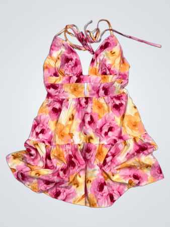 Florales Neckholder-Minikleid