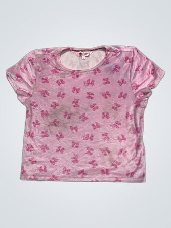 Juicy Couture Pink Bow Print Velours-T-Shirt