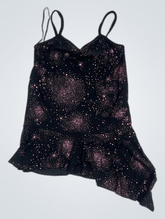 Schwarzes Sternmuster Rüschentunika-Kleid