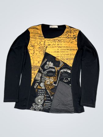 Armand Thiery Langarmshirt mit schwarz-gelbem Grafikdruck
