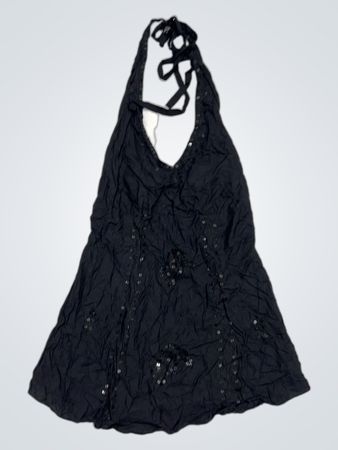 KENVELO schwarzes Neckholder-Top mit Pailletten