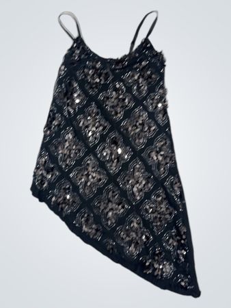 Schwarzes Pailletten-Asymmetrisches Camisole-Top
