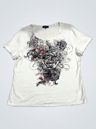 Papaya Klassisches weißes T‑Shirt mit Blumenmuster