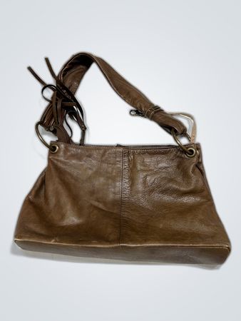 Perchil Brown Leather Fringe Shoulder Bag