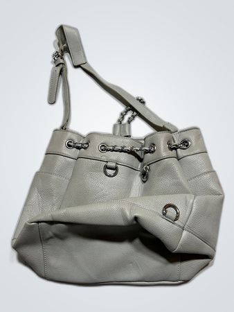 Gray Leather Shoulder Bag
