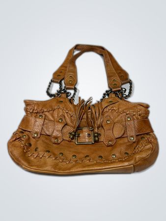 River Island Brown Studded Leather Shoulder Bag