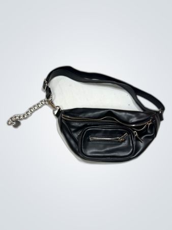 Black Leather Belt Bag
