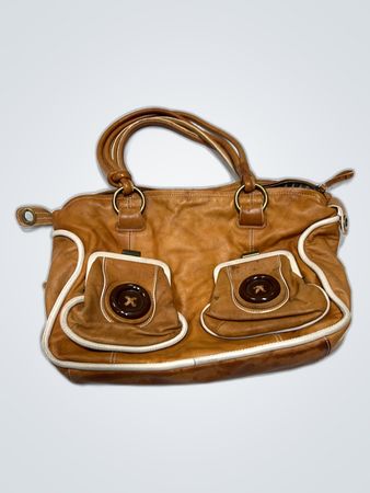 Mango Brown Leather Handbag