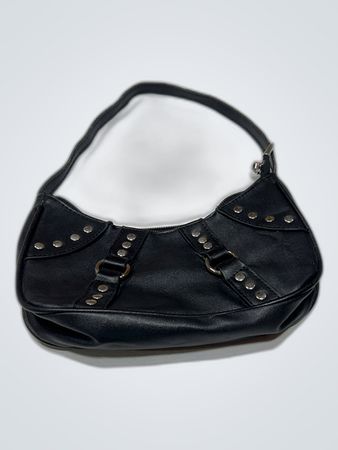 Black Studded Leather Hobo Bag