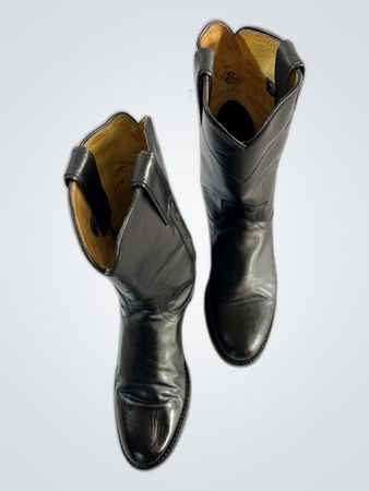 Justin Black Leather Cowboy Boots