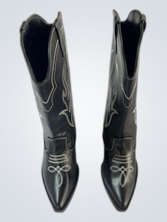 Unbranded Black Leather Cowboy Boots