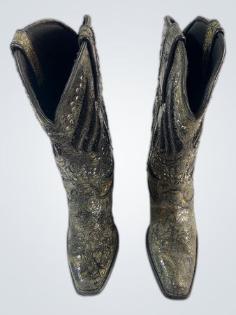 L.A. Made Cowboy Boots Black with Gold Accents