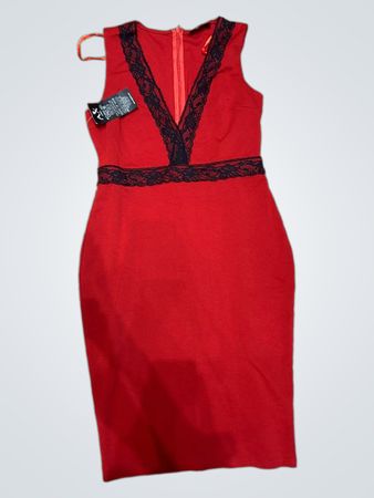 AX Paris Red Lace Trim Dress