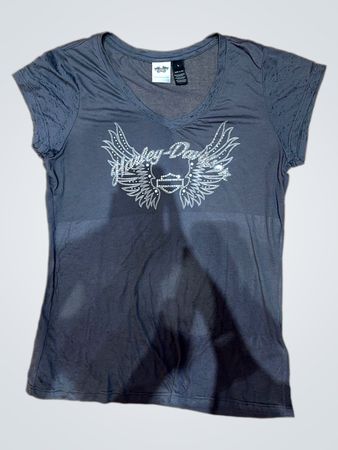 Harley-Davidson Women's V-Neck T-Shirt with Embellished Wings