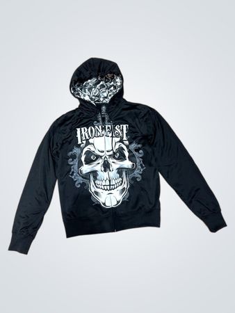 Iron Fist Skull Graphic Zip-Up Hoodie