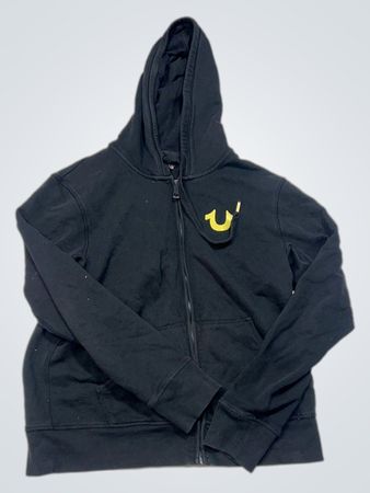 True Religion Moletom com Capuz e Zíper Preto