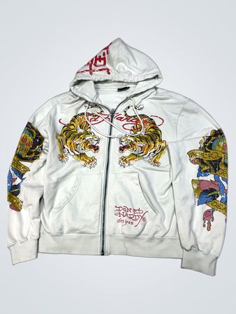 Ed Hardy Tiger Graphic Zip-Up Hoodie
