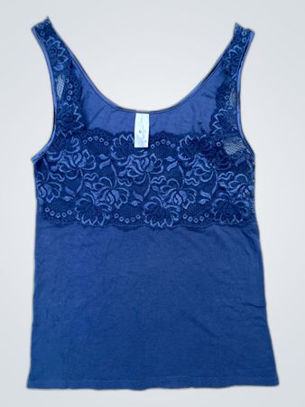 Navy Blue Lace Trim Camisole