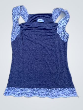 Etam Gray Lace Trim Tank Top
