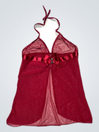 Red Sheer Spaghetti Strap Cami Top