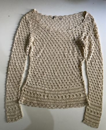 Unbranded Beige Crochet Knit Sweater
