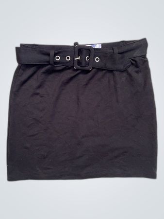 Janina Black Belted Mini Skirt