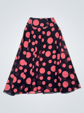 Costarring Black and Pink Polka Dot Midi Skirt