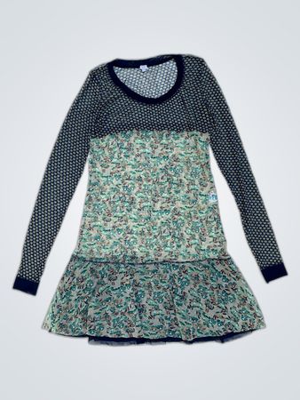 Guess Floral Mesh Long Sleeve Mini Dress