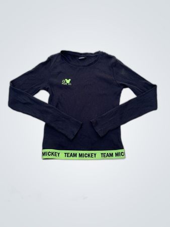 Disney Mickey Mouse Black Ribbed Long Sleeve Top