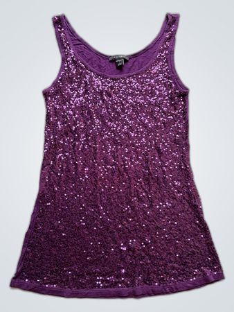 Amisu Purple Sequined Tank Top
