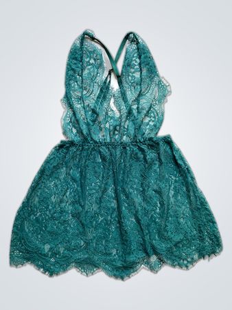 Teal Lace Romper