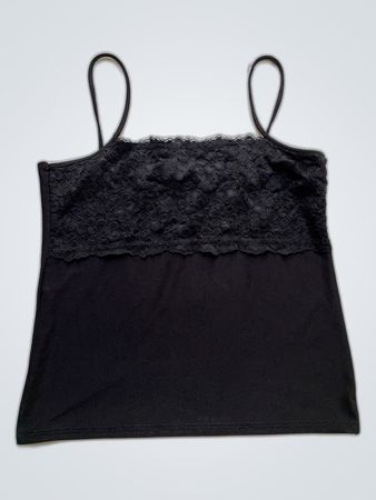Unbranded Black Lace Trim Cami Top