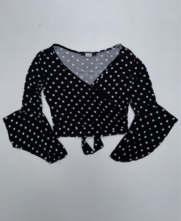 Arabella Black Polka Dot Wrap Blouse
