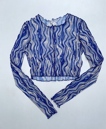 Monkl Blue and White Striped Long Sleeve Top