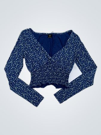 Blue Floral Long-Sleeve Top