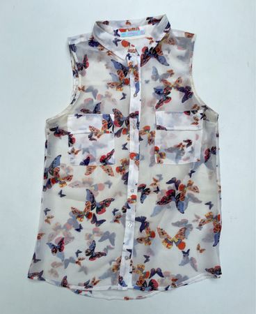 Bershka Butterfly Print Sleeveless Shirt