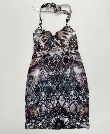Snake Print Halter Neck Dress