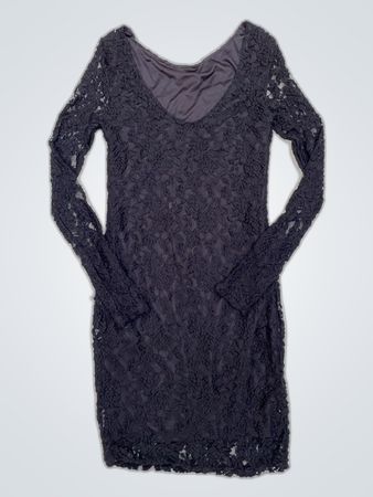 Black Lace Long-Sleeve Mini Dress