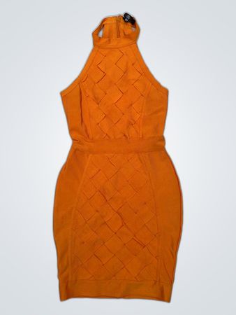 Mango Orange Woven Halter Mini Dress