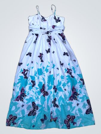 F&K by Firat Butterfly Floral Maxi Dress